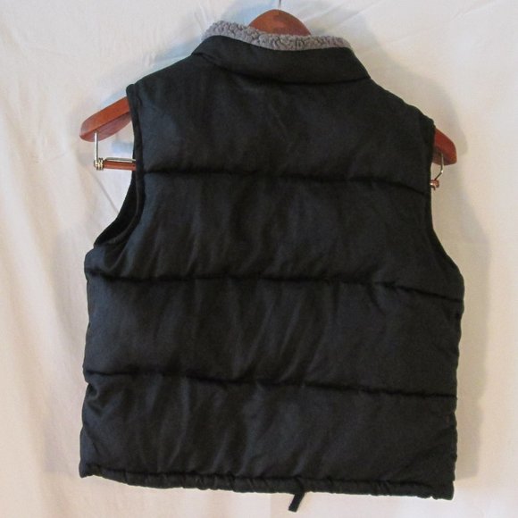 Gymboree Boys Black Puffy Vest w\ Fleece Lining and Gray Imitation Wool … - Picture 2 of 4